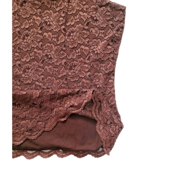 Coldwater Creek Women's Sz XS Tank Top Brown Knit Lace Shirt Full Lace - Picture 6 of 8